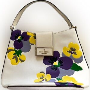 Kate Spade Cream Bag with Purple and Yellow Floral Design